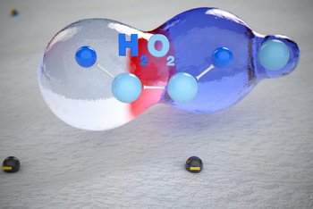 <p>Daraus entstehen H<sub>2</sub>O<sub>2</sub> und O, also Wasserstoffperoxid und Sauerstoff.</p>