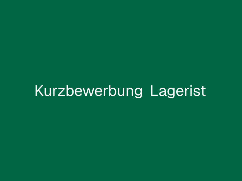 Kurzbewerbung Lagerist