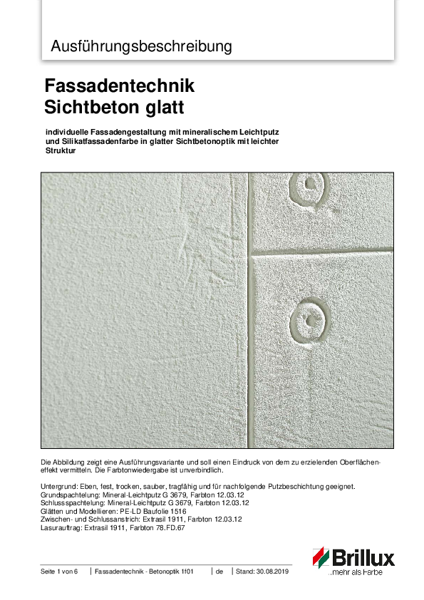Ausführungsbeschreibung Sichtbeton glatt
