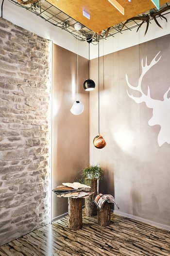 <p>Mit Licht, Holz und Geweih: Im Showroom ist jede Ecke durchdacht</p>