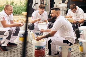 <p>Maximilian Unger, Tobias Haubner, Mustafa Emirleroglu und Johannes Nutz (v. l.) beim gemeinsamen Mittagessen</p>