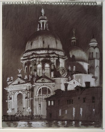 <p>Sergei Tchoban: Venedig, Santa Maria della Salute 2012. Pastellkreide, Tonpapier, 400 × 320 mm</p>