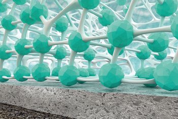 <p>Siliconsystem: Pigmente und Füllstoffe sind nicht vollständig umhüllt, sondern durch Bindemittelbrücken verbunden.</p>