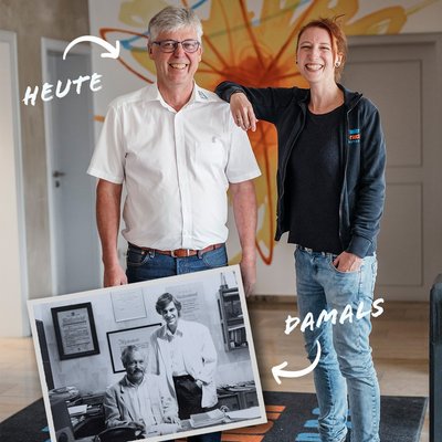 Vater und Tochter auf Augenhöhe