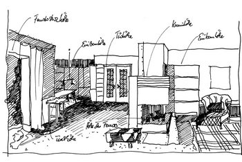 <p>Architektonische Horizonte: Blickpunkt vom Fenster</p>