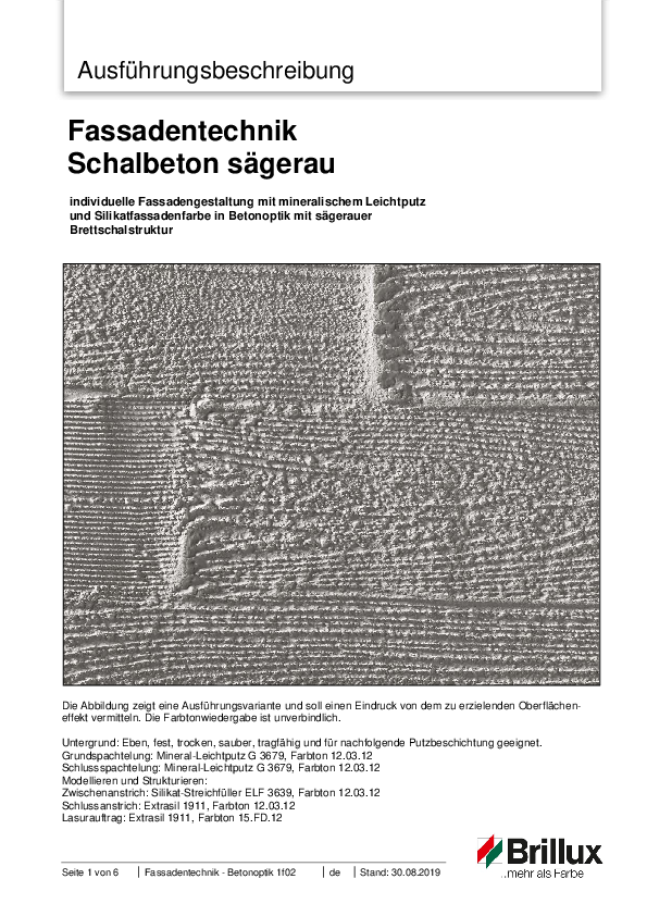 Ausführungsbeschreibung Schalbeton sägerau