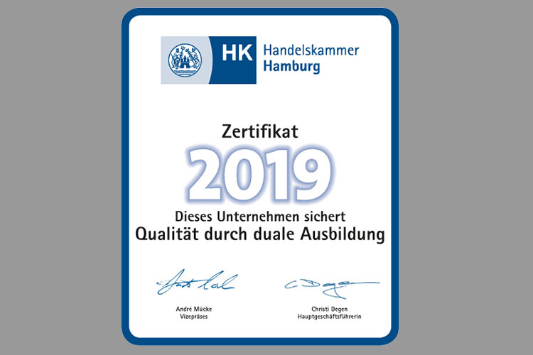 Zertifikat 2019, HK Hamburg