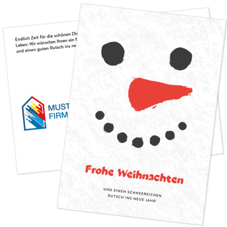 Weihnachtskarte Schneemann mit Veredelung 