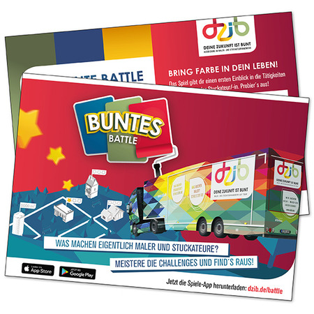 Postkarte „Deine Zukunft ist bunt“ - Spiele-App