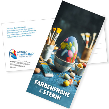 Postkarte Ostern "Farbenfrohe Ostern" DIN lang