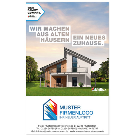 Gerüstplane 2,50 x 4,00 m "Wer dämmt, gewinnt." Holz-Putz-Fassade (PVC)