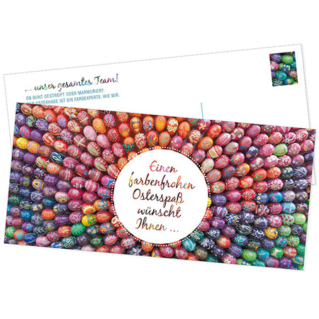 Postkarte Ostern "bunte Eier" DIN lang