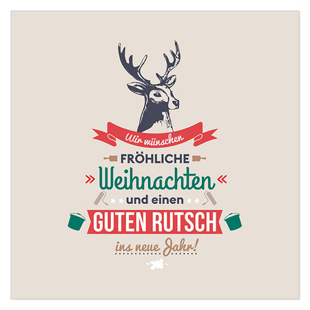 Postkarte Hirsch - Weihnachten quadratisch