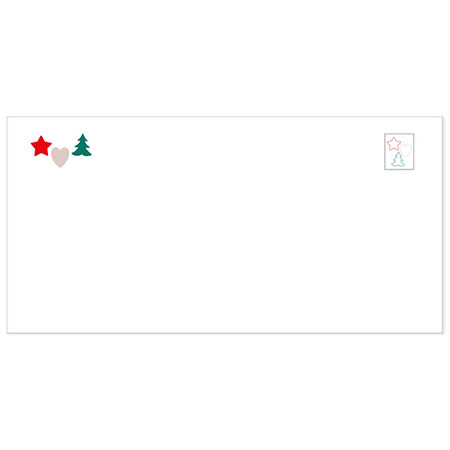 Briefumschlag DIN lang Herz und Sterne - Weihnachten